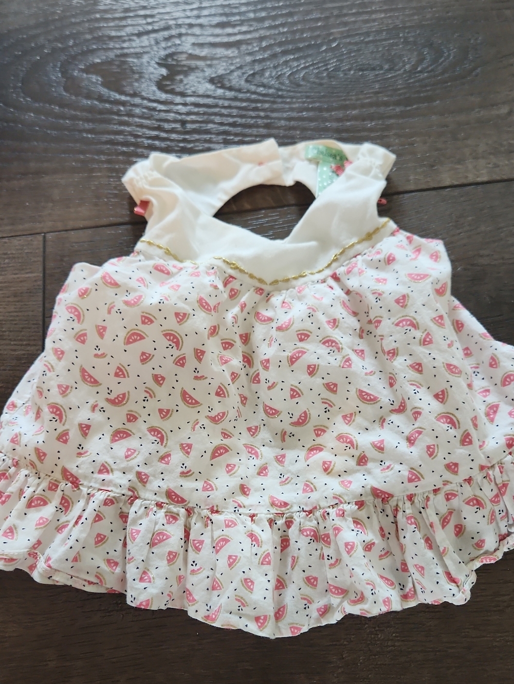 White and Pink Watermelon-Print Baby Dress - Kids Accessories